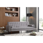 Sofa Bed 3 Seater Button Tufted Lounge Set for Living Room Couch in Fabric Grey Colour - Furniture > Sofas