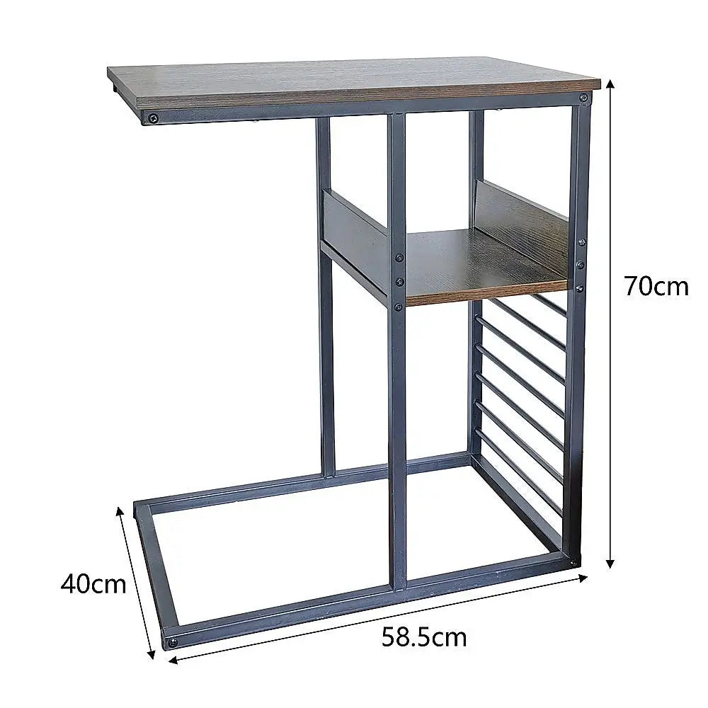 Sofa Side End Table Wooden Shelf Couch Living Nightstand - Furniture > Office