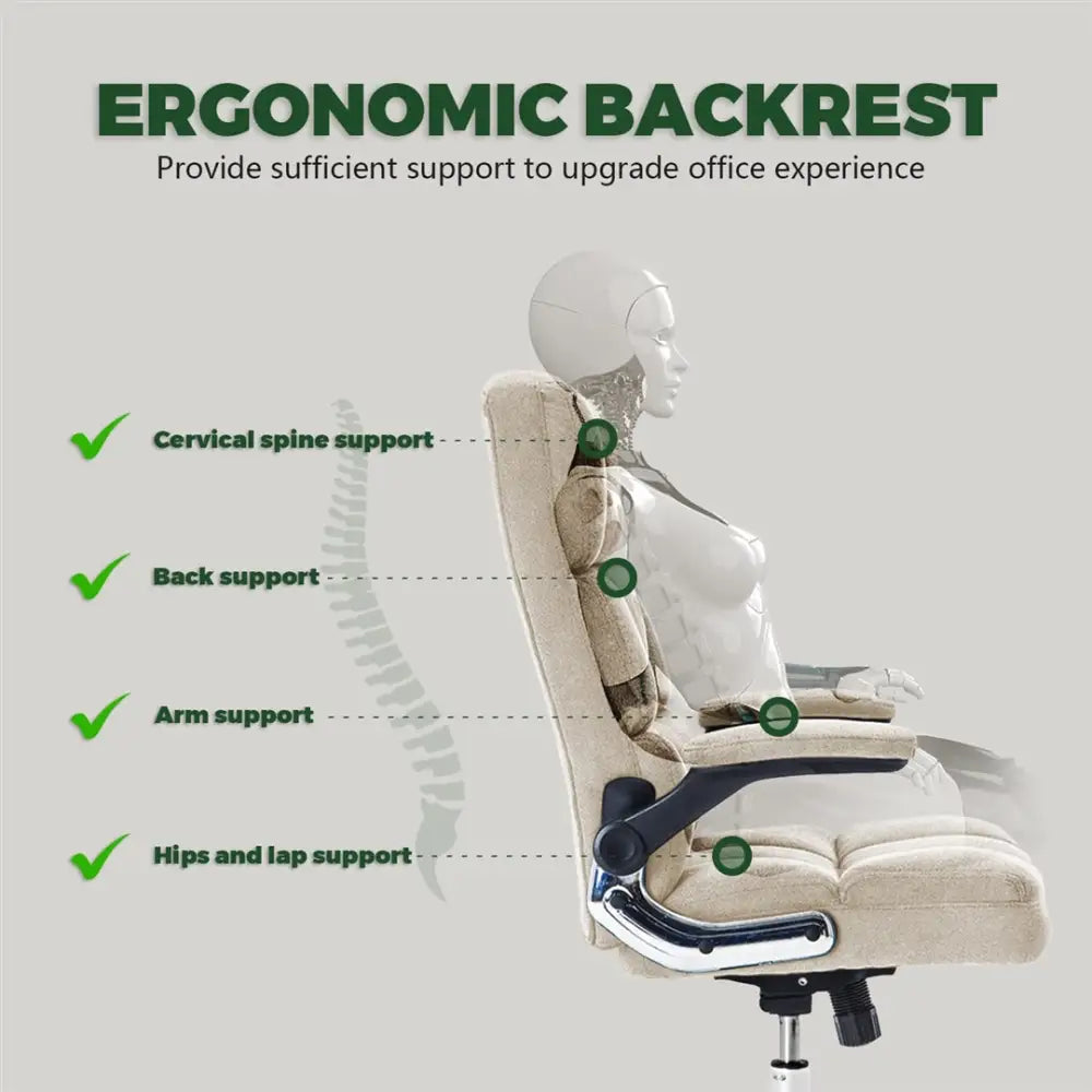Soft Velvet Home Ergonomic Swivel Adjustable Tilt Angle and Flip-up Arms Office Chair - Furniture > Office > Office &