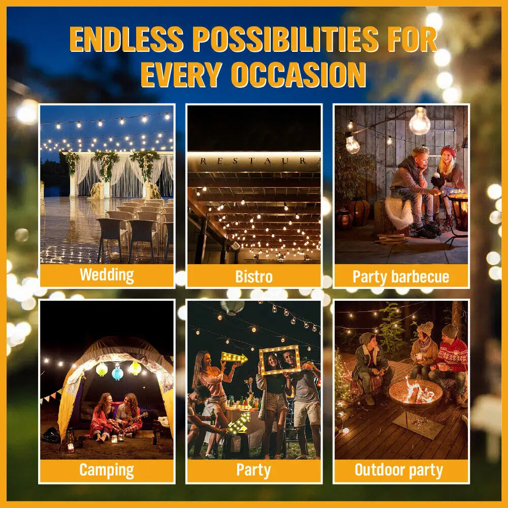 Solar Power 15 LED 18.2M Festoon String Lights Wedding Party WaterProof - Home & Garden > Lighting