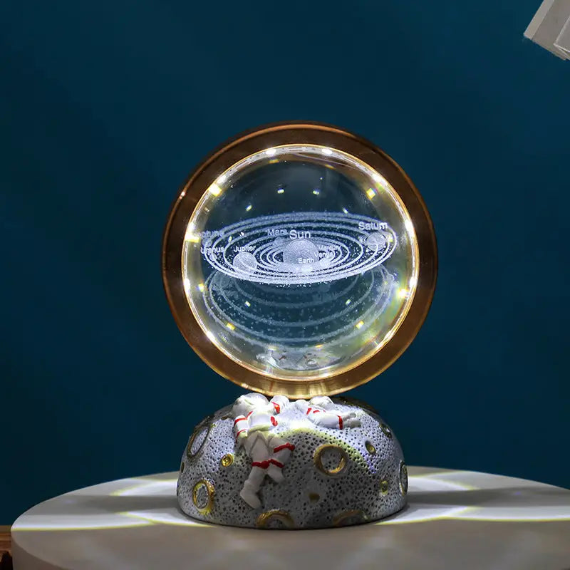 Solar System Galaxy Astronaut LED Night Light - Decorative Space-Themed Lamp with Starry Globe - Home & Garden >