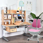 Solid Rubber Wood Height Adjustable Children Kids Ergonomic Study Desk Blue Chair Set 120cm AU - Baby & Kids > Kid’s