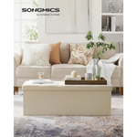 SONGMICS 109cm Folding Storage Ottoman Bench Beige - Furniture > Living Room > Ottomans & Footstools