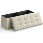 SONGMICS 109cm Folding Storage Ottoman Bench Beige - Furniture > Living Room > Ottomans & Footstools