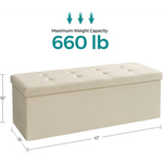 SONGMICS 109cm Folding Storage Ottoman Bench Beige - Furniture > Living Room > Ottomans & Footstools