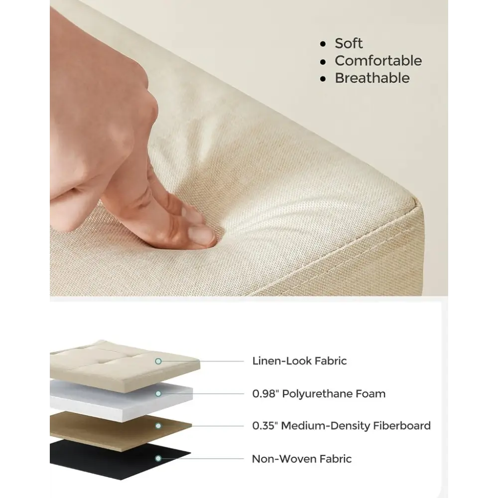 SONGMICS 109cm Folding Storage Ottoman Bench Beige - Furniture > Living Room > Ottomans & Footstools