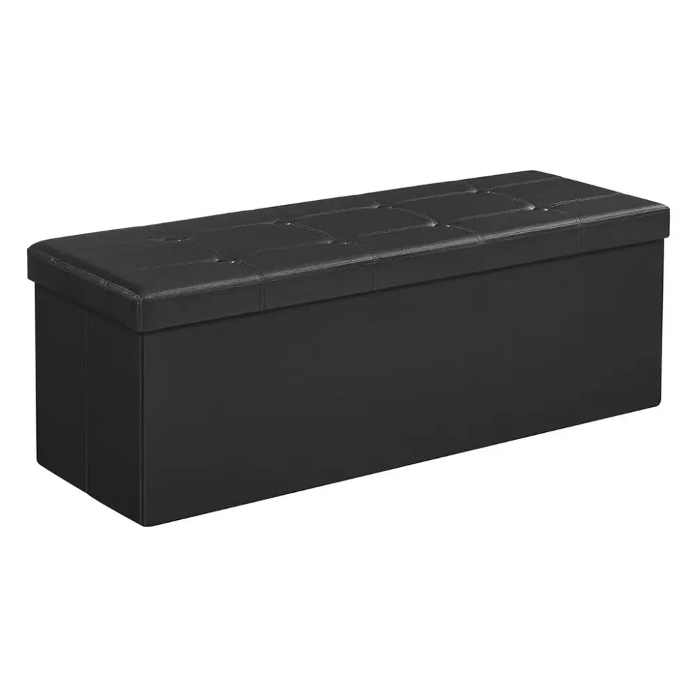 SONGMICS 109cm Folding Storage Ottoman Bench Black LSF701V1 - Furniture > Living Room > Ottomans & Footstools