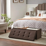 SONGMICS 109cm Folding Storage Ottoman Bench with Storage Space Brown - Furniture > Living Room