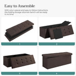 SONGMICS 109cm Folding Storage Ottoman Bench with Storage Space Brown - Furniture > Living Room