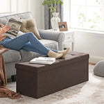 SONGMICS 109cm Folding Storage Ottoman Bench with Storage Space Brown - Furniture > Living Room