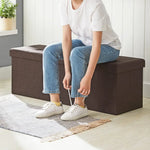 SONGMICS 109cm Folding Storage Ottoman Bench with Storage Space Brown - Furniture > Living Room