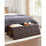 SONGMICS 110cm Folding Ottoman Bench Footrest Brown - Furniture > Living Room > Ottomans & Footstools