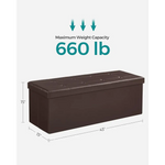SONGMICS 110cm Folding Ottoman Bench Footrest Brown - Furniture > Living Room > Ottomans & Footstools
