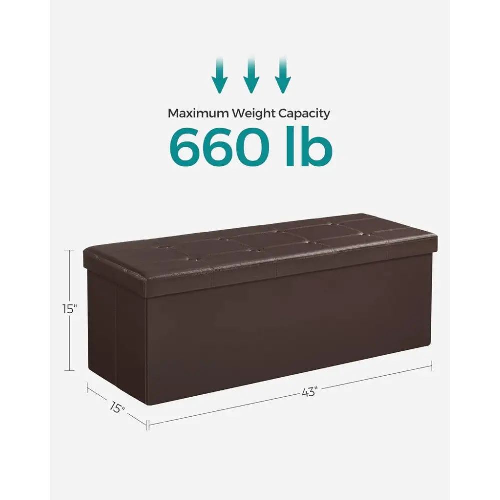 SONGMICS 110cm Folding Ottoman Bench Footrest Brown - Furniture > Living Room > Ottomans & Footstools