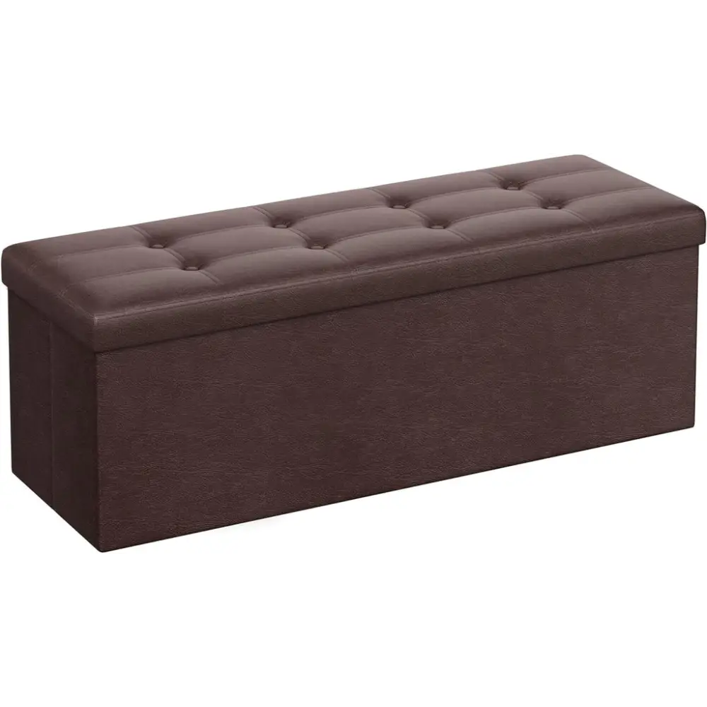 SONGMICS 110cm Folding Ottoman Bench Footrest Brown - Furniture > Living Room > Ottomans & Footstools