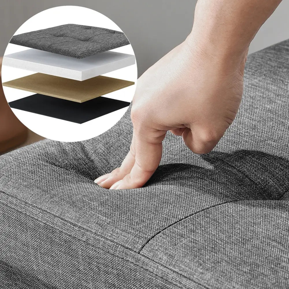 SONGMICS 110cm Folding Storage Ottoman Bench Foot Rest Stool Dark Gray - Furniture > Living Room