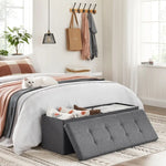 SONGMICS 110cm Folding Storage Ottoman Bench Foot Rest Stool Dark Gray - Furniture > Living Room