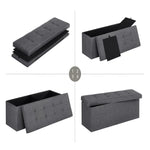 SONGMICS 110cm Folding Storage Ottoman Bench Foot Rest Stool Dark Gray - Furniture > Living Room > Ottomans & Footstools