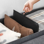 SONGMICS 110cm Folding Storage Ottoman Bench Foot Rest Stool Dark Gray - Furniture > Living Room
