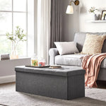 SONGMICS 110cm Folding Storage Ottoman Bench Foot Rest Stool Dark Gray - Furniture > Living Room