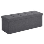 SONGMICS 110cm Folding Storage Ottoman Bench Foot Rest Stool Dark Gray - Furniture > Living Room