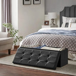 SONGMICS 110cm Folding Storage Ottoman Bench with Flipping Lid Footrest Black - Furniture > Living Room