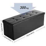 SONGMICS 110cm Folding Storage Ottoman Bench with Flipping Lid Footrest Black - Furniture > Living Room