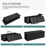 SONGMICS 110cm Folding Storage Ottoman Bench with Flipping Lid Footrest Black - Furniture > Living Room