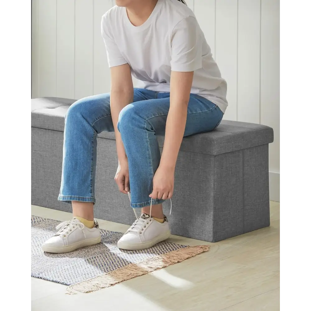 SONGMICS 110cm Storage Ottoman Bench Light Grey - Furniture > Living Room > Ottomans & Footstools