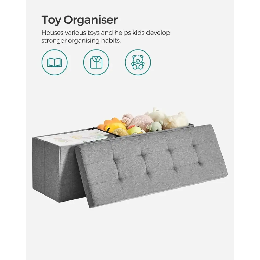 SONGMICS 110cm Storage Ottoman Bench Light Grey - Furniture > Living Room > Ottomans & Footstools