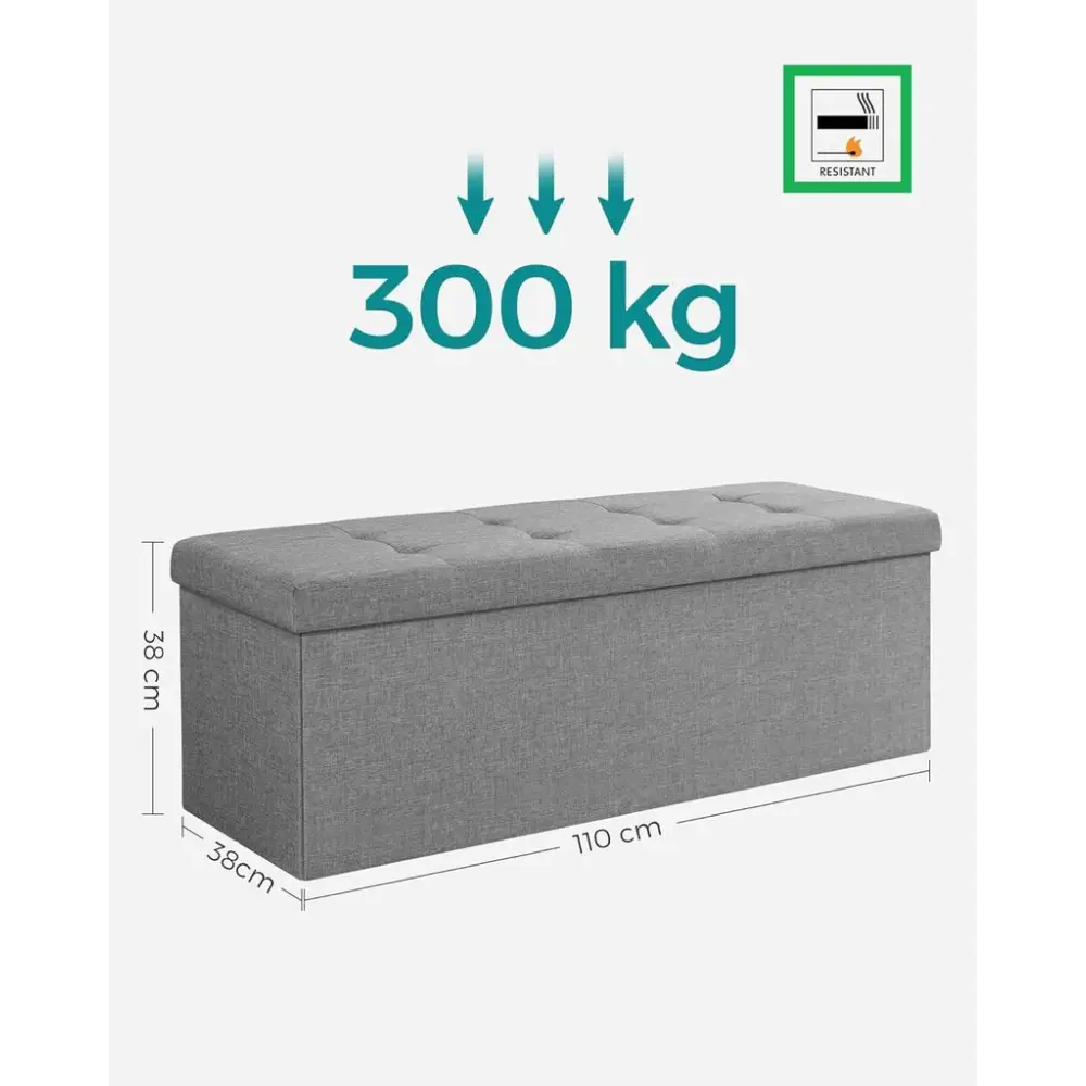SONGMICS 110cm Storage Ottoman Bench Light Grey - Furniture > Living Room > Ottomans & Footstools