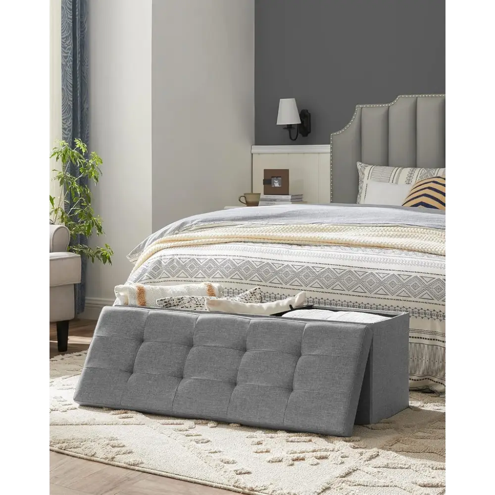 SONGMICS 110cm Storage Ottoman Bench Light Grey - Furniture > Living Room > Ottomans & Footstools