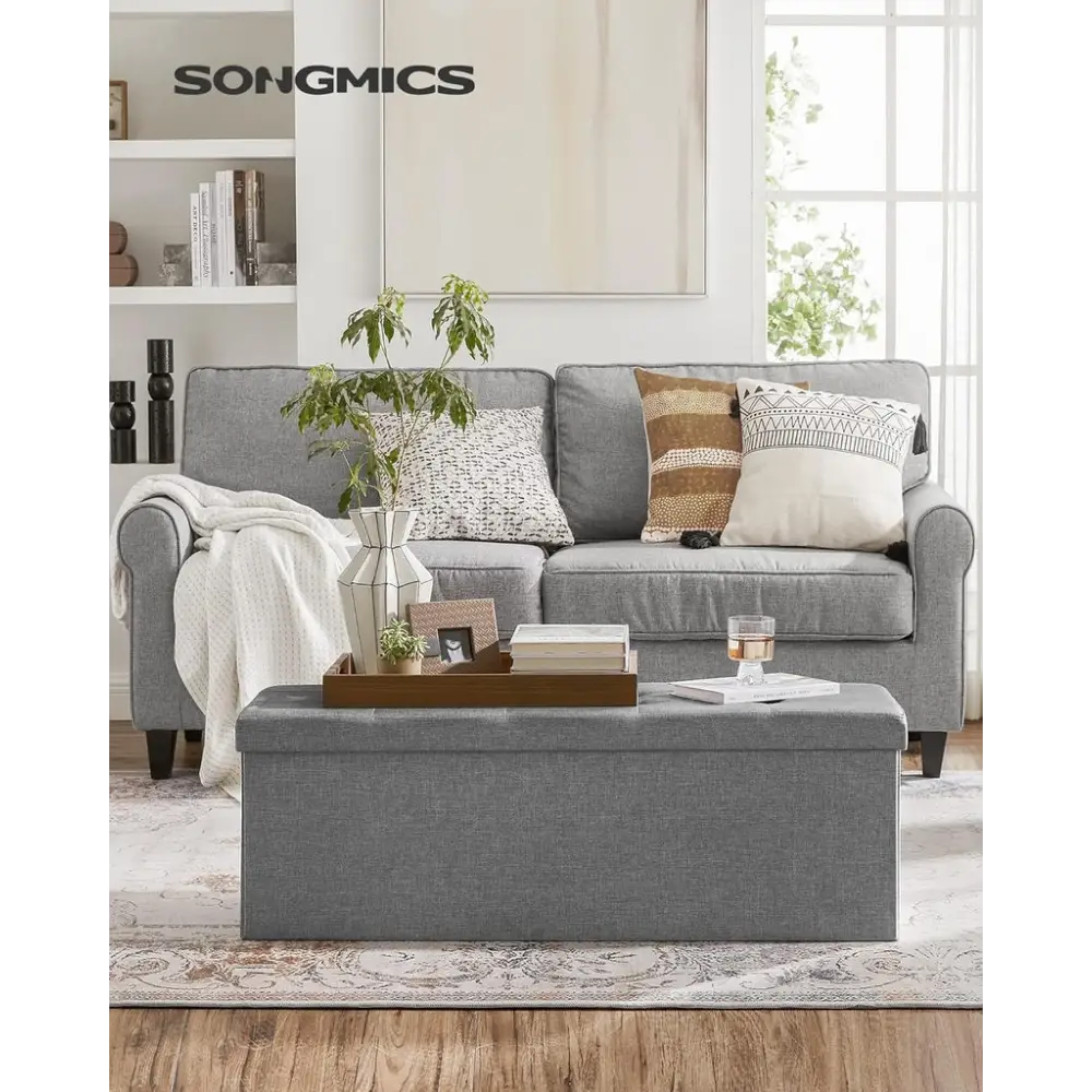 SONGMICS 110cm Storage Ottoman Bench Light Grey - Furniture > Living Room > Ottomans & Footstools