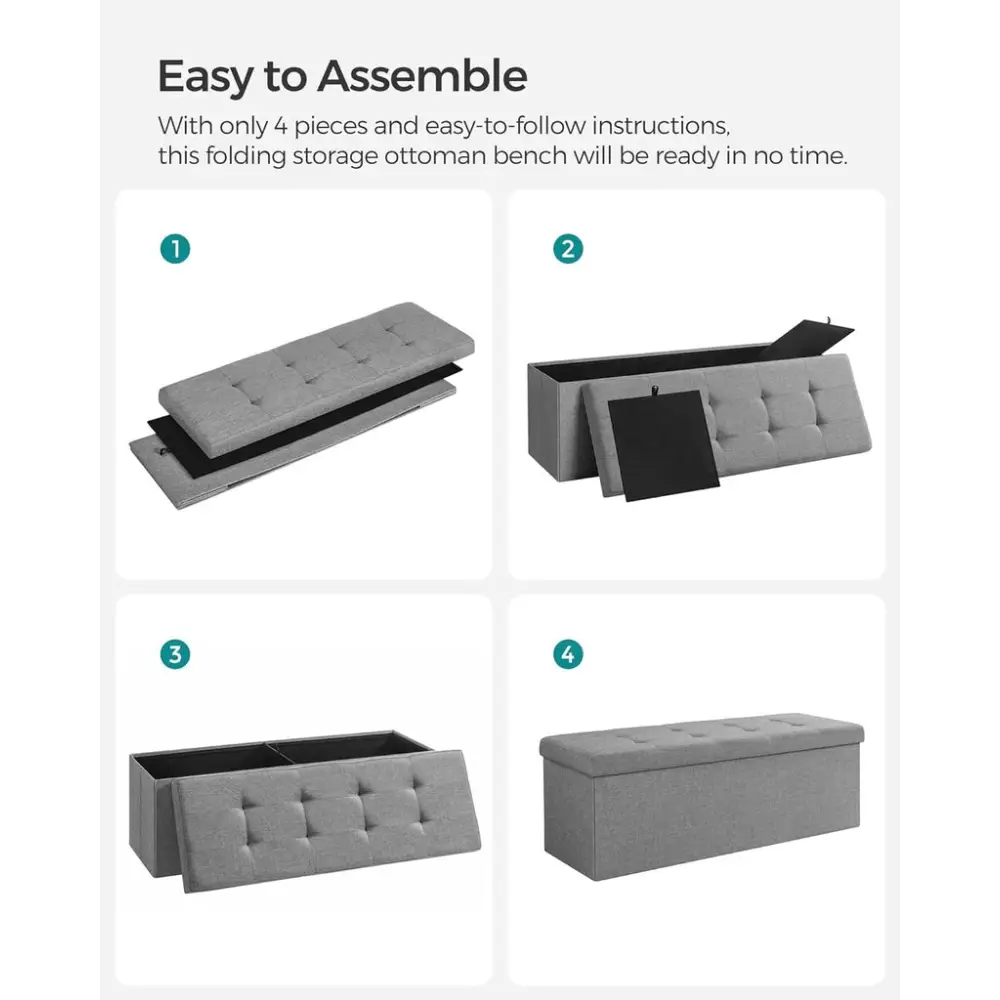 SONGMICS 110cm Storage Ottoman Bench Light Grey - Furniture > Living Room > Ottomans & Footstools