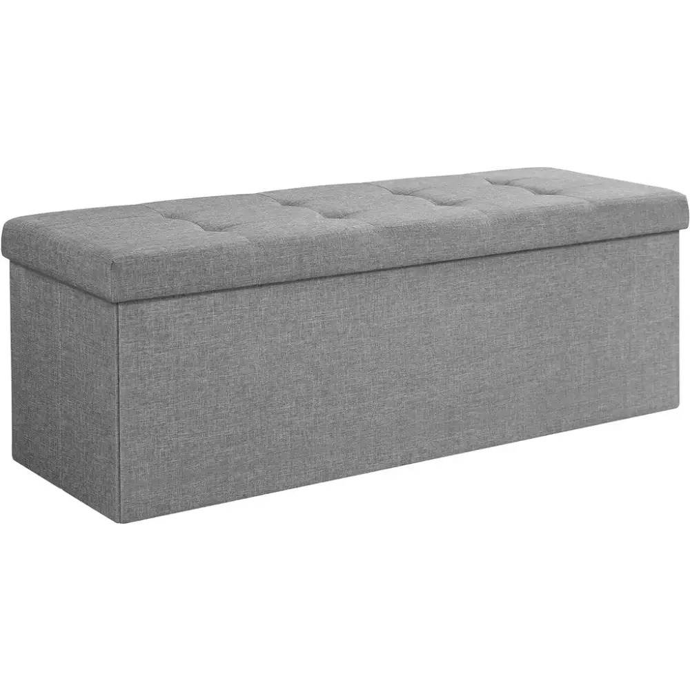 SONGMICS 110cm Storage Ottoman Bench Light Grey - Furniture > Living Room > Ottomans & Footstools