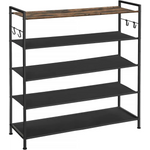 SONGMICS 5 Tier Shoe Rack Storage Organizer for 20-25 Pairs with 4 Hooks Rustic Brown LMR035B01 - Home & Garden >