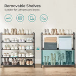 SONGMICS 5 Tier Shoe Rack Storage Organizer for 20-25 Pairs with 4 Hooks Rustic Brown LMR035B01 - Home & Garden >