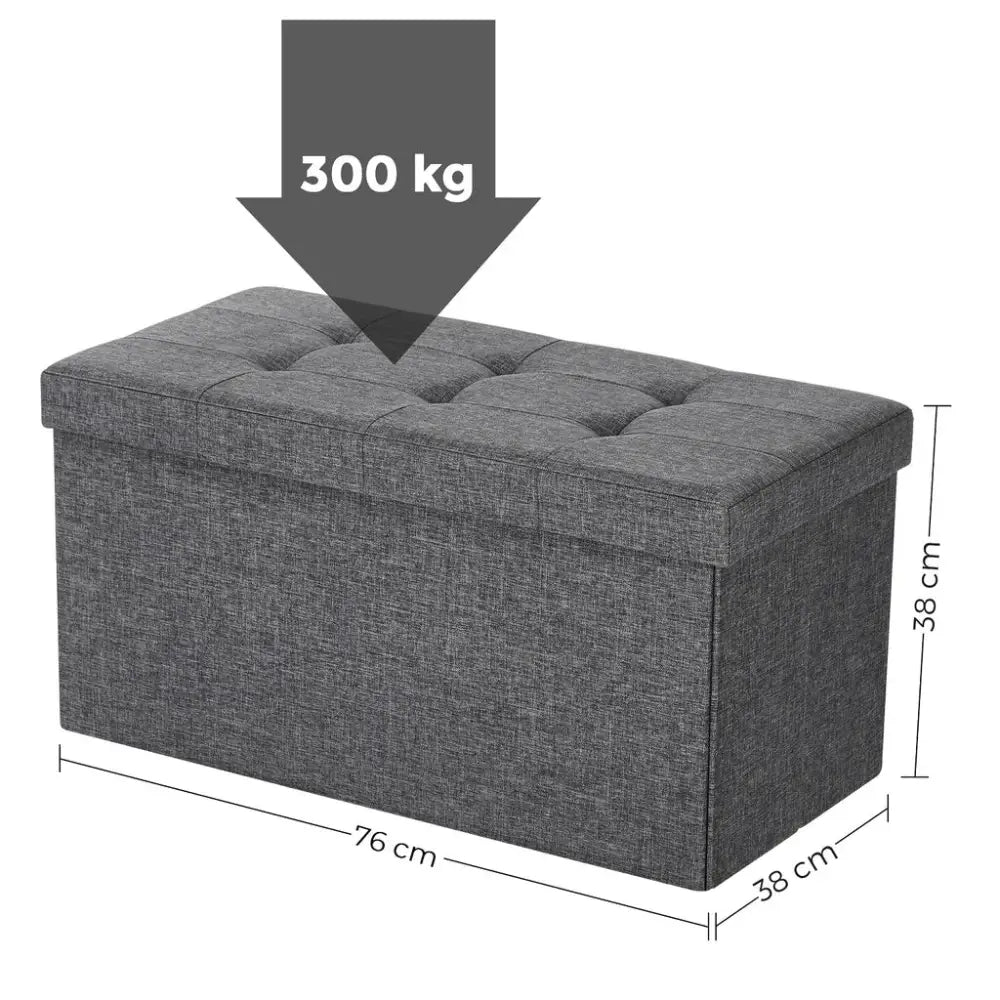 SONGMICS 76cm Folding Storage Ottoman Bench Foot Rest Stool Dark Gray - Furniture > Living Room