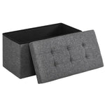 SONGMICS 76cm Folding Storage Ottoman Bench Foot Rest Stool Dark Gray - Furniture > Living Room