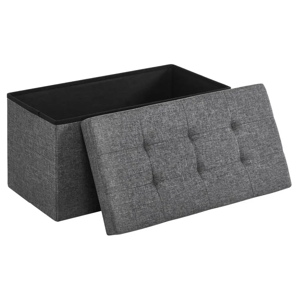 SONGMICS 76cm Folding Storage Ottoman Bench Foot Rest Stool Dark Gray - Furniture > Living Room