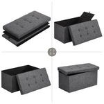 SONGMICS 76cm Folding Storage Ottoman Bench Foot Rest Stool Dark Gray - Furniture > Living Room