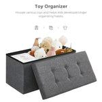 SONGMICS 76cm Folding Storage Ottoman Bench Foot Rest Stool Dark Gray - Furniture > Living Room