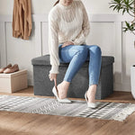 SONGMICS 76cm Folding Storage Ottoman Bench Foot Rest Stool Dark Gray - Furniture > Living Room