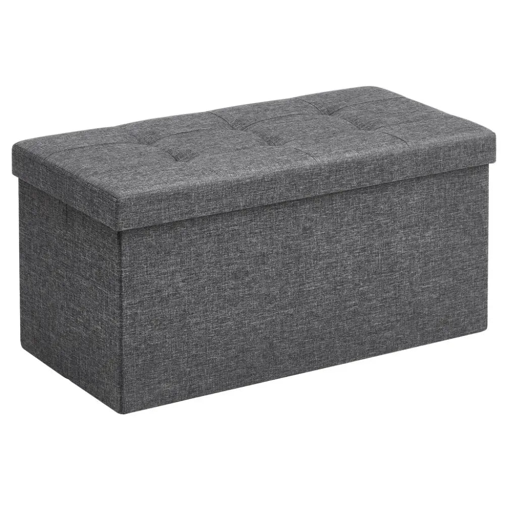 SONGMICS 76cm Folding Storage Ottoman Bench Foot Rest Stool Dark Gray - Furniture > Living Room