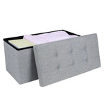 SONGMICS 76cm Folding Storage Ottoman Bench Foot Rest Stool Light Gray - Furniture > Living Room > Ottomans & Footstools