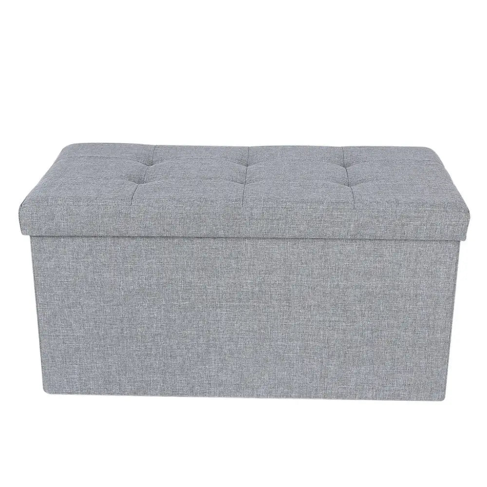SONGMICS 76cm Folding Storage Ottoman Bench Foot Rest Stool Light Gray - Furniture > Living Room > Ottomans & Footstools