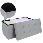 SONGMICS 76cm Folding Storage Ottoman Bench Foot Rest Stool Light Gray - Furniture > Living Room > Ottomans & Footstools