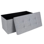 SONGMICS 76cm Folding Storage Ottoman Bench Foot Rest Stool Light Gray - Furniture > Living Room > Ottomans & Footstools
