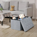 SONGMICS 76cm Folding Storage Ottoman Bench Foot Rest Stool Light Gray - Furniture > Living Room > Ottomans & Footstools