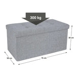 SONGMICS 76cm Folding Storage Ottoman Bench Foot Rest Stool Light Gray - Furniture > Living Room > Ottomans & Footstools